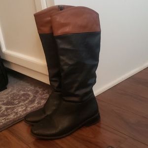 Two toned brown and black riding boots